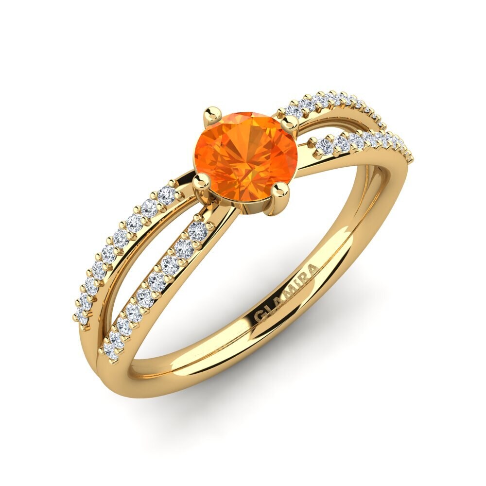 18k Oro Amarillo Zafiro Naranja Anillo de compromiso Aniyalise