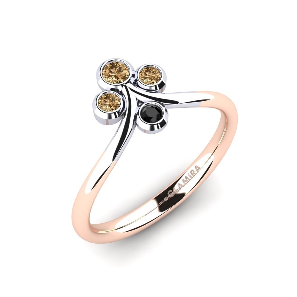 14ct Rose & White Gold Brown Diamond Ring Anjeliz
