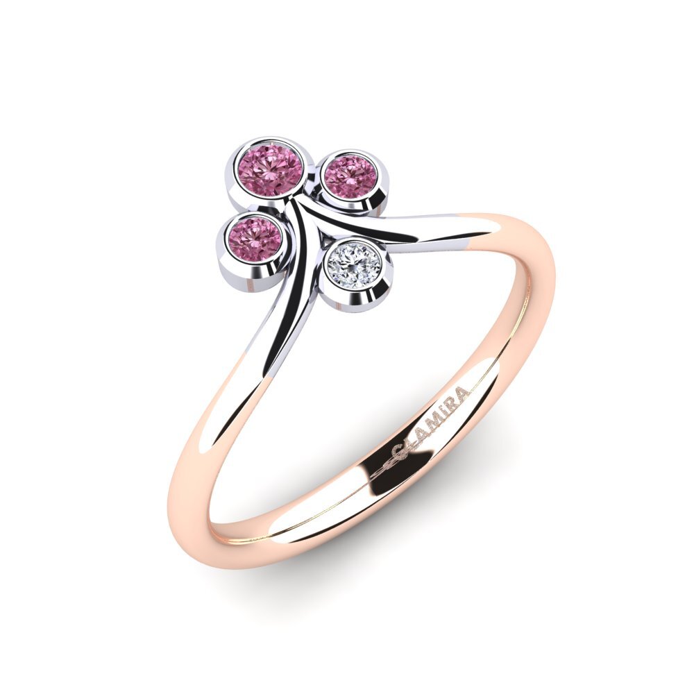 9ct Rose & White Gold Rhodolite Garnet Ring Anjeliz