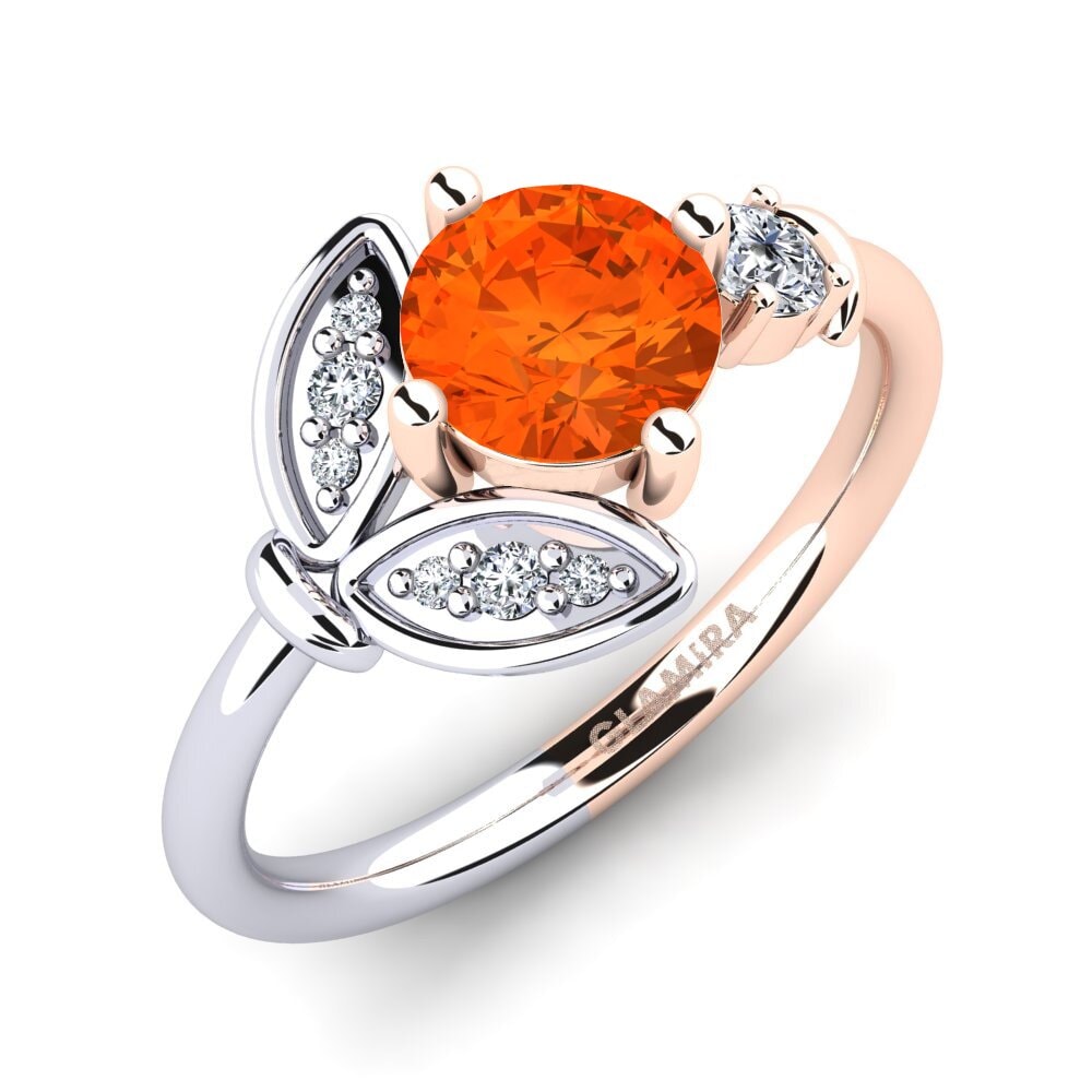 14ct Rose & White Gold Fire Opal Ring Anmolika