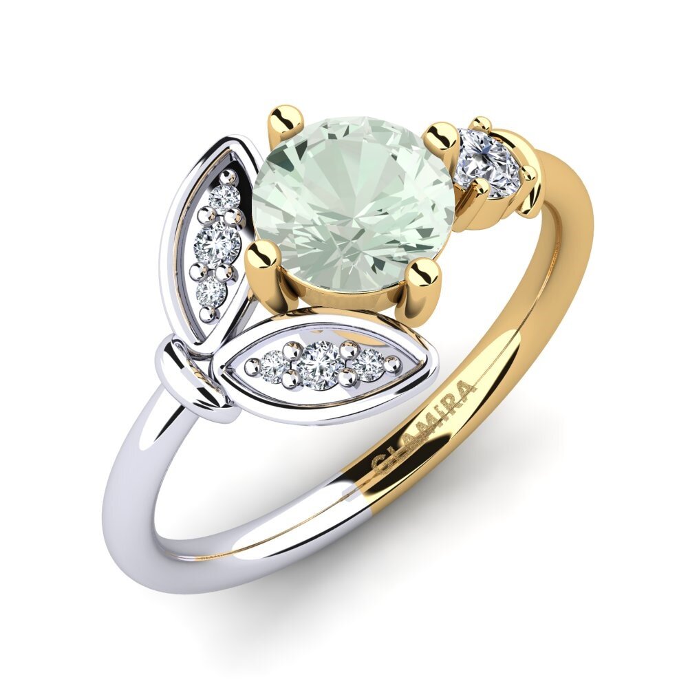 18ct Yellow & White Gold Green Amethyst Ring Anmolika