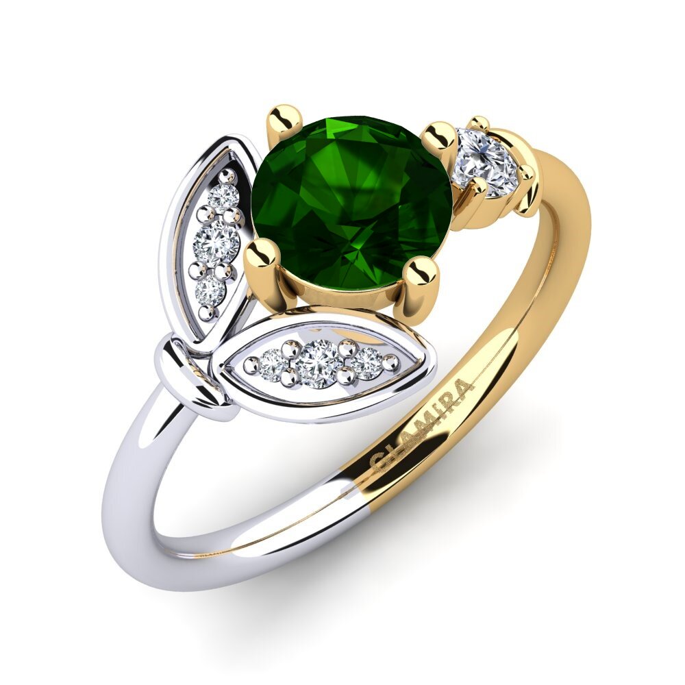 9ct Yellow & White Gold Green Tourmaline Ring Anmolika