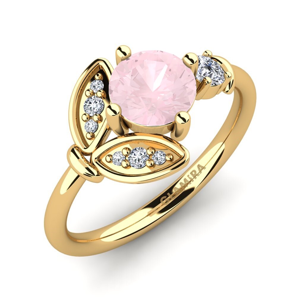 14ct Yellow Gold Rose Quartz Ring Anmolika