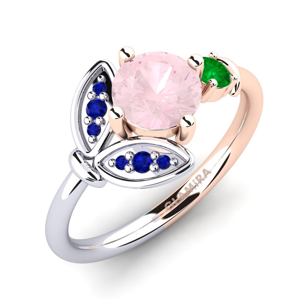 14K Rood & Wit Goud Rozenkwarts Ringen Anmolika