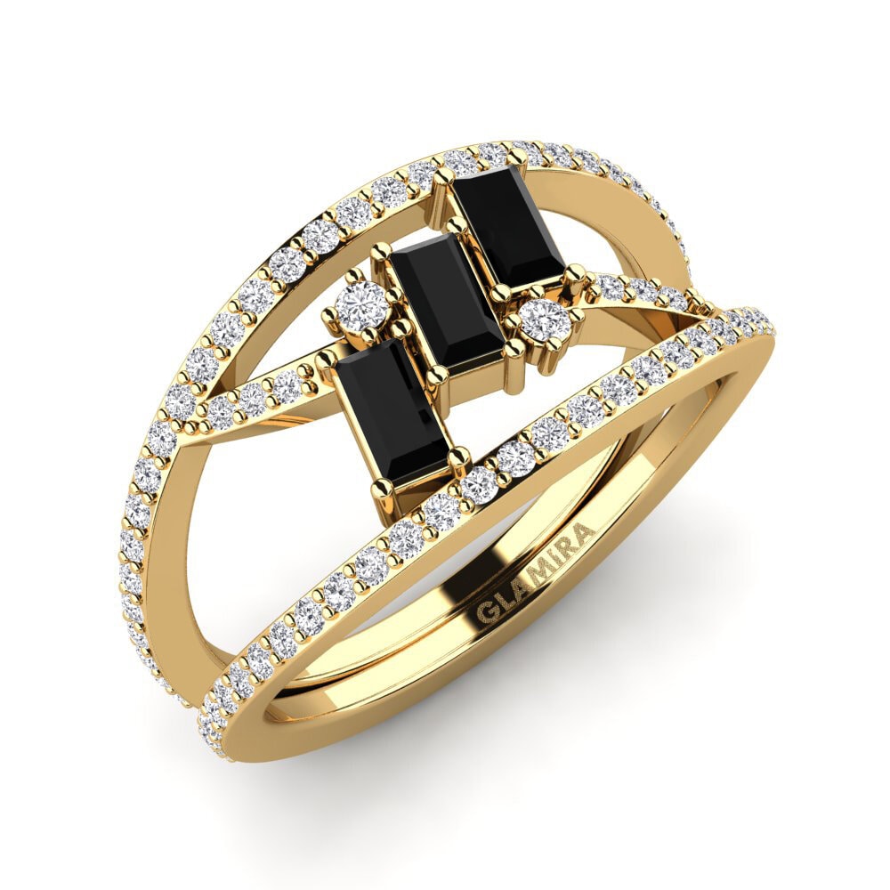 18k Oro Amarillo Zafiro negro Anillo Annalee
