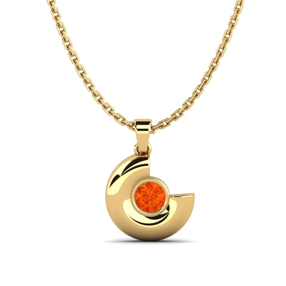 9k Oro Amarillo Ópalo Fuego Colgante de Mujer Annas