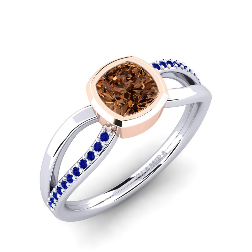 14ct White / Rose Gold Cushion Engagement Ring Annecia