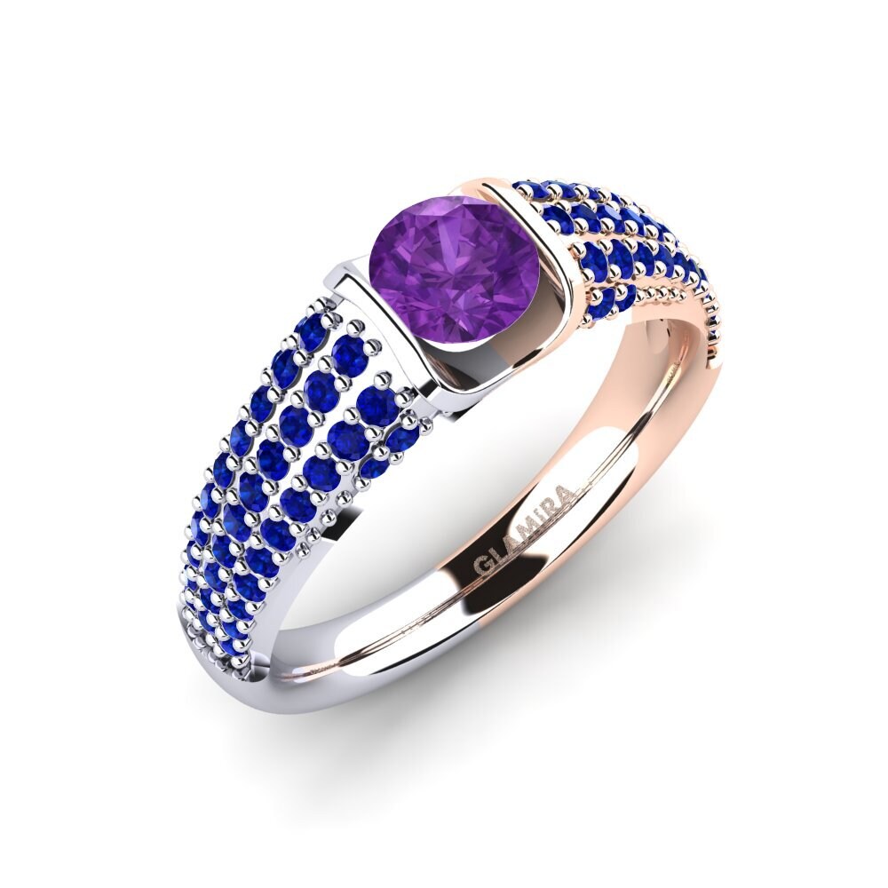 14K Wit & Rood Goud Amethist Verlovingsring Annecy