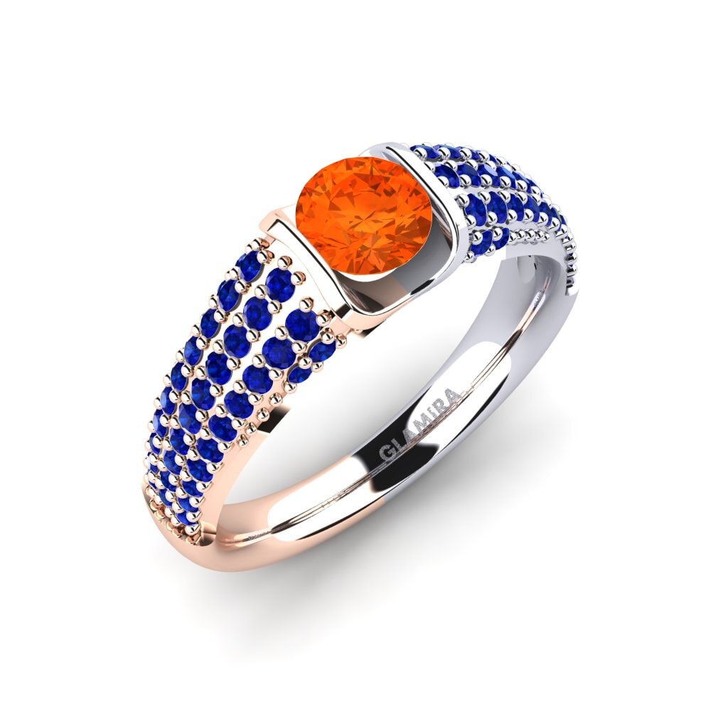 18K Rose & White Gold Fire-Opal Engagement Ring Annecy