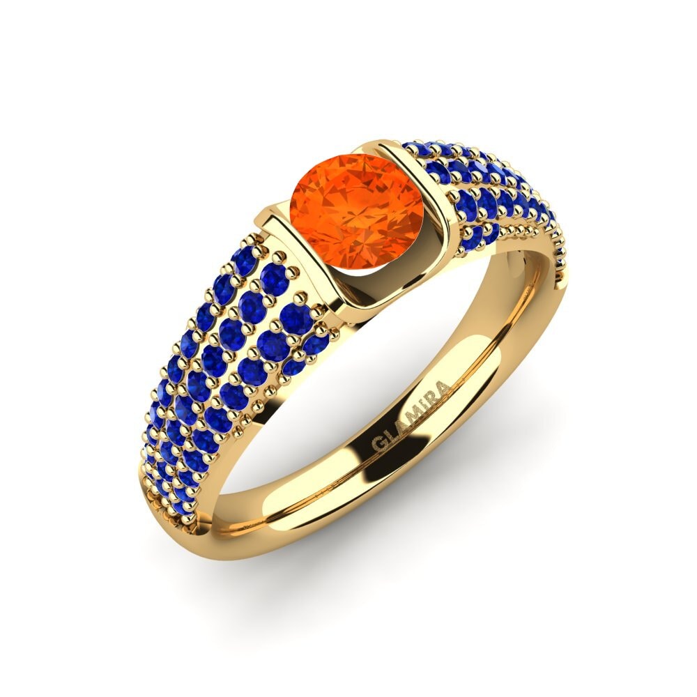 9ct Yellow Gold Fire Opal Engagement Ring Annecy