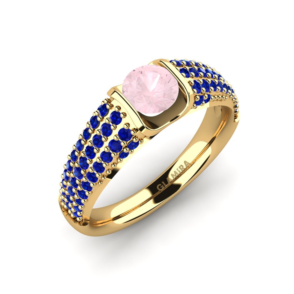 18K Yellow Gold Rose Quartz Engagement Ring Annecy