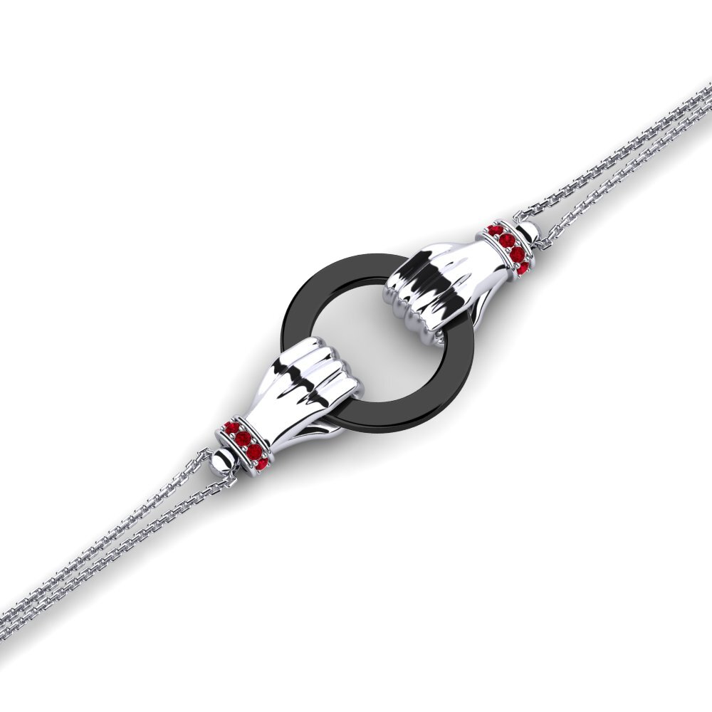 950 Palladium Red Zirconia Women's Bracelet Annfil
