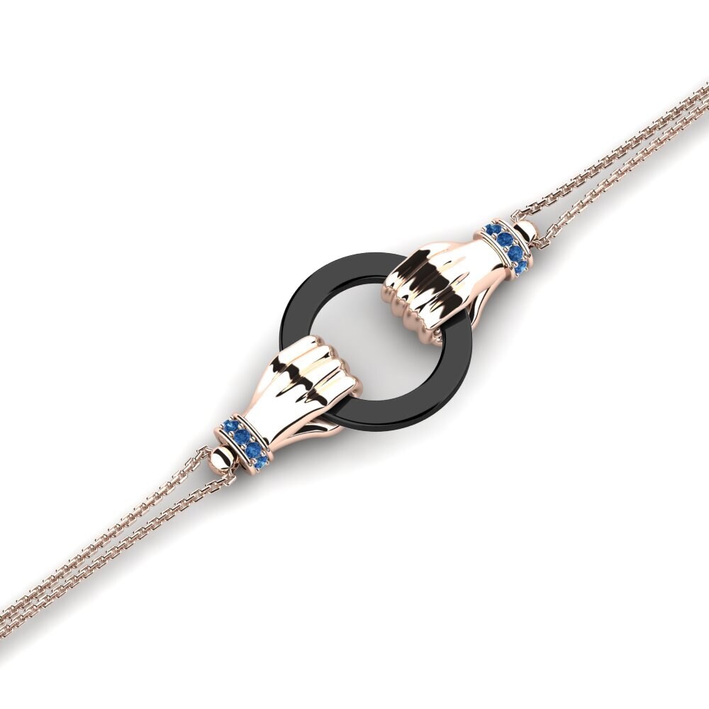 14K Rose Gold Dark Blue Zirconia Bracelet Annfil