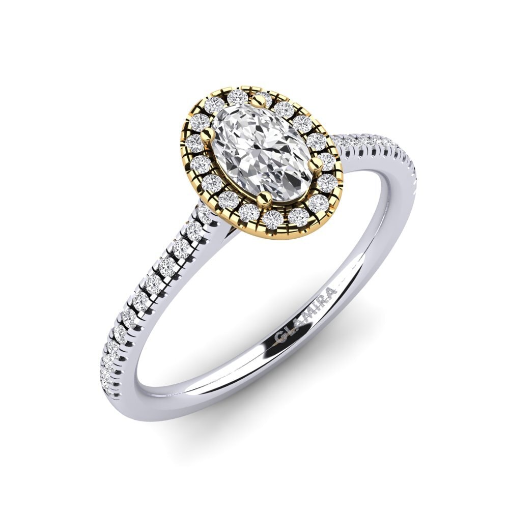 14 Ayar Beyaz & Sarı Altın Kadın Yüzük Anni