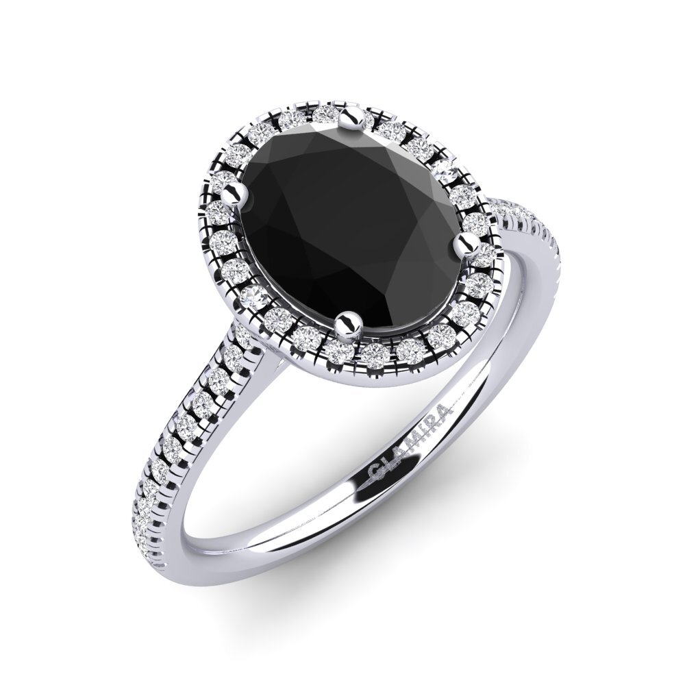 Black Onyx Engagement Ring Anni 1.62 crt