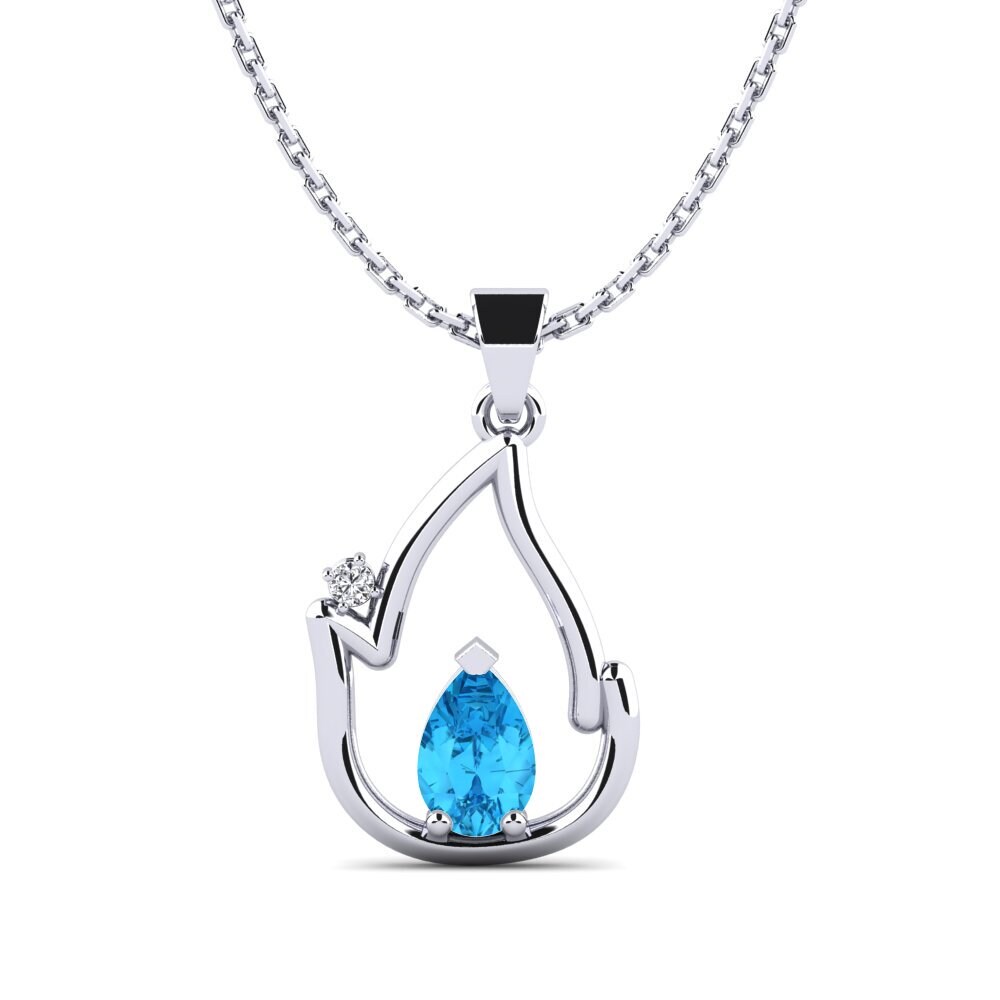 Pear Blue Topaz Women's Pendant Anninar