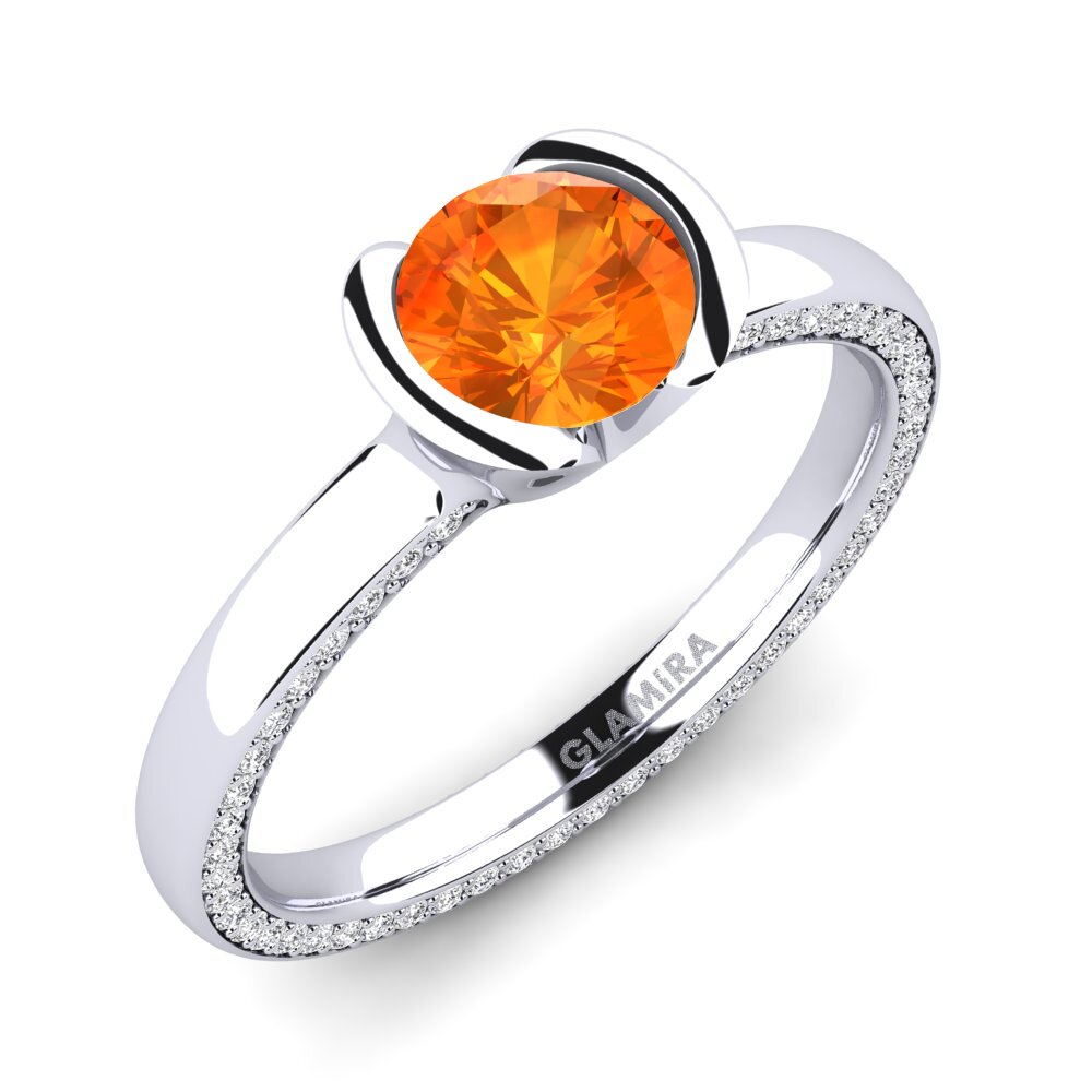 950 Palladium Orange Sapphire Engagement Ring Annora