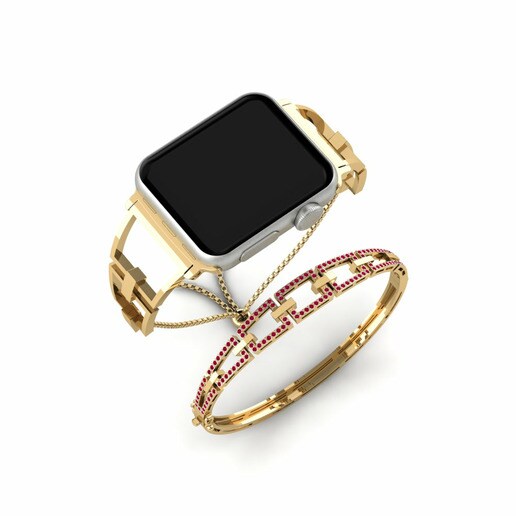 Apple Watch® Anolued Set Stainless Steel / 585 Yellow Gold & Hồng Ngọc
