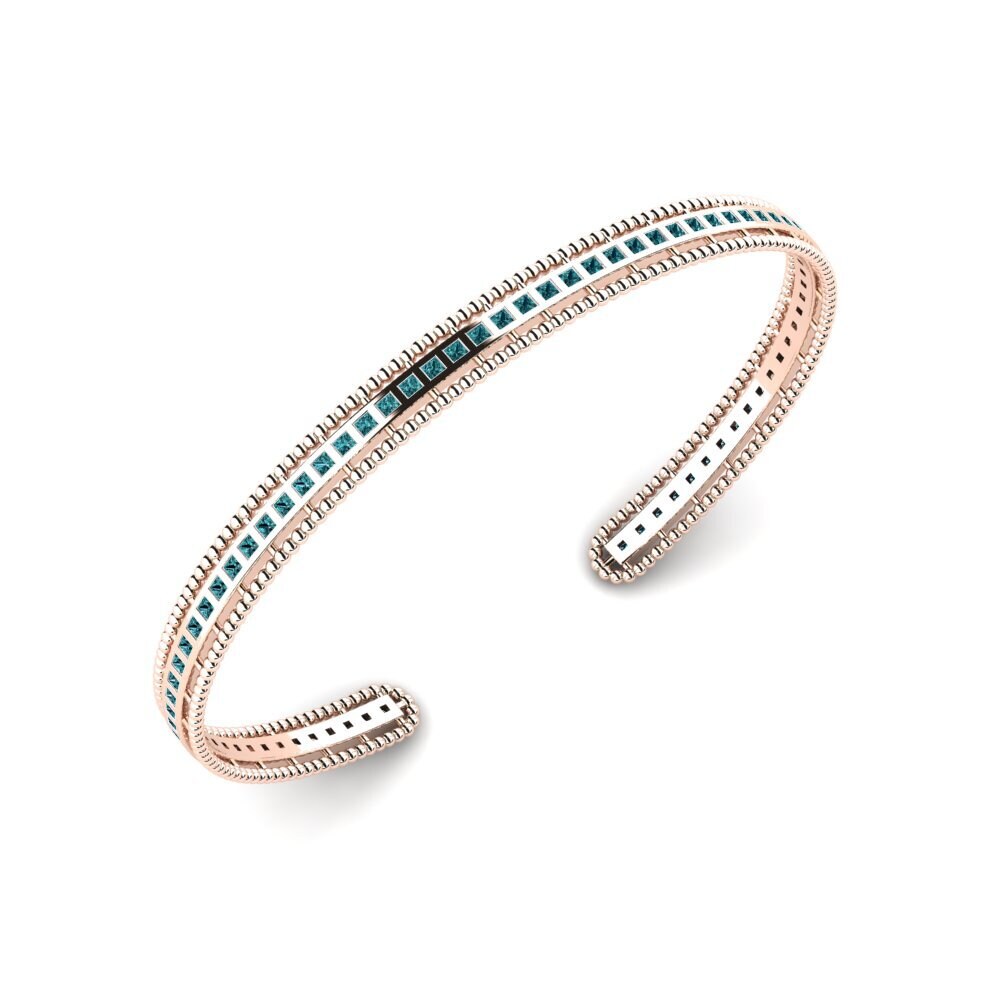 14ct Rose Gold Blue Diamond Men's Bracelet Anoubis