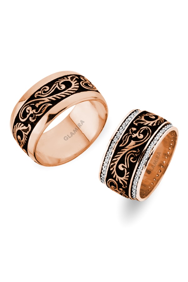 Or rose 14k Diamant Bague de Mariage Mystic Sunshine