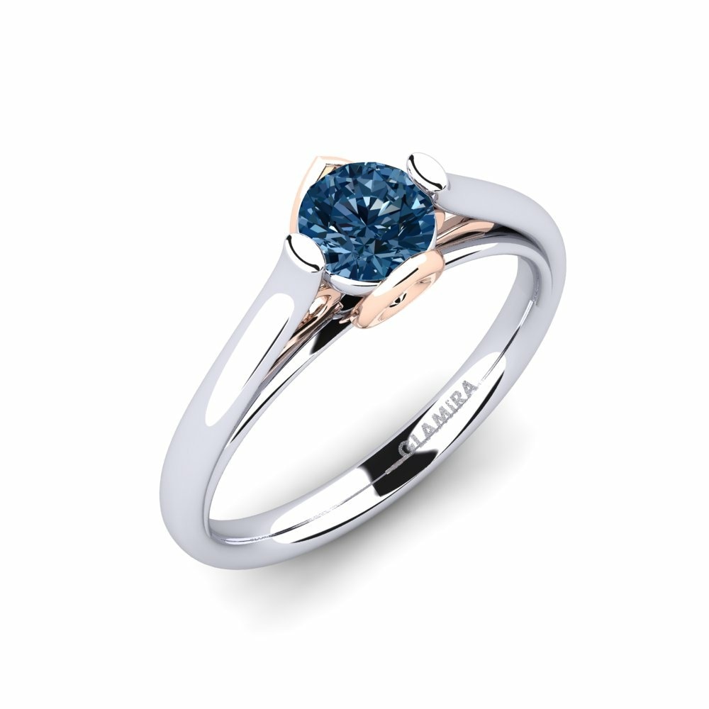 Design Solitaire 藍色鑽石 訂婚戒指 Antesha