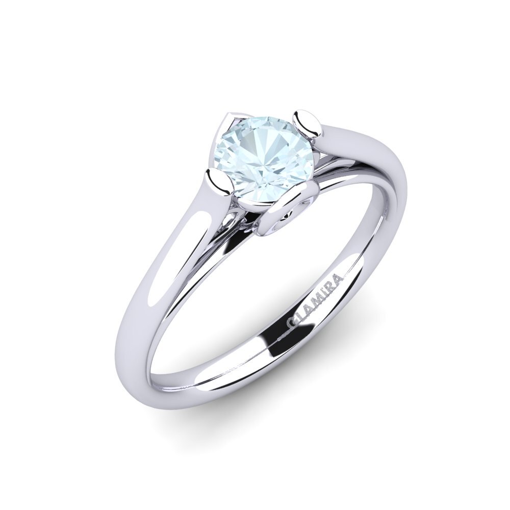 950 Platin Aquamarin Verlobungsring Antesha