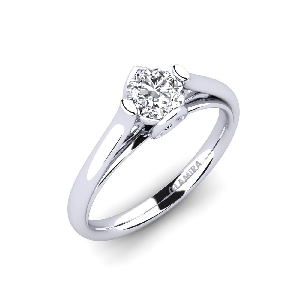 18k Oro Blanco Anillo de compromiso Antesha