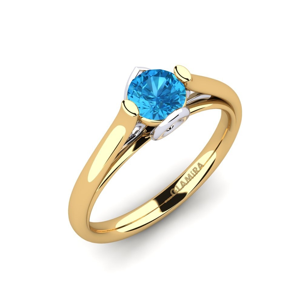 9ct Yellow & White Gold Blue Topaz Engagement Ring Antesha