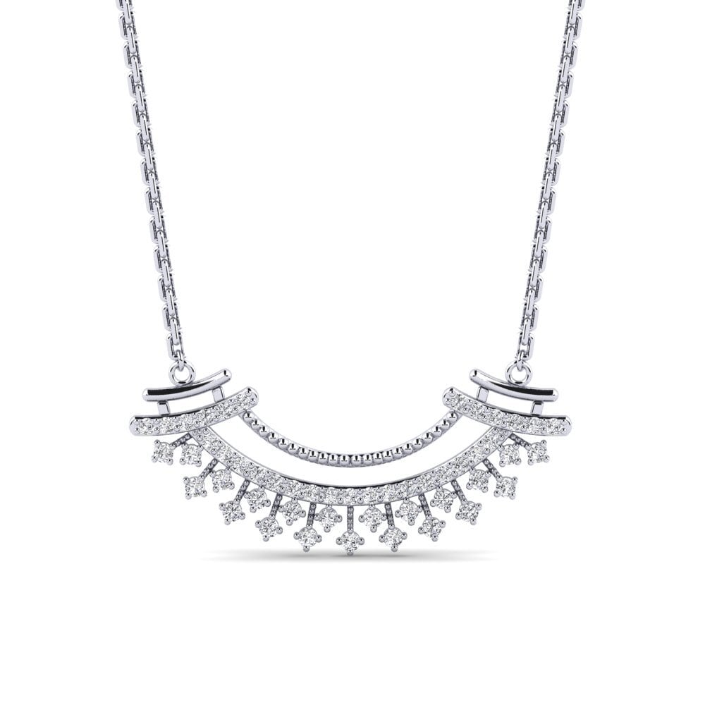 Collier En Or Blanc 18K (K18) Avec Diamants - Poids 5,0g - Pour Femme - Occasion