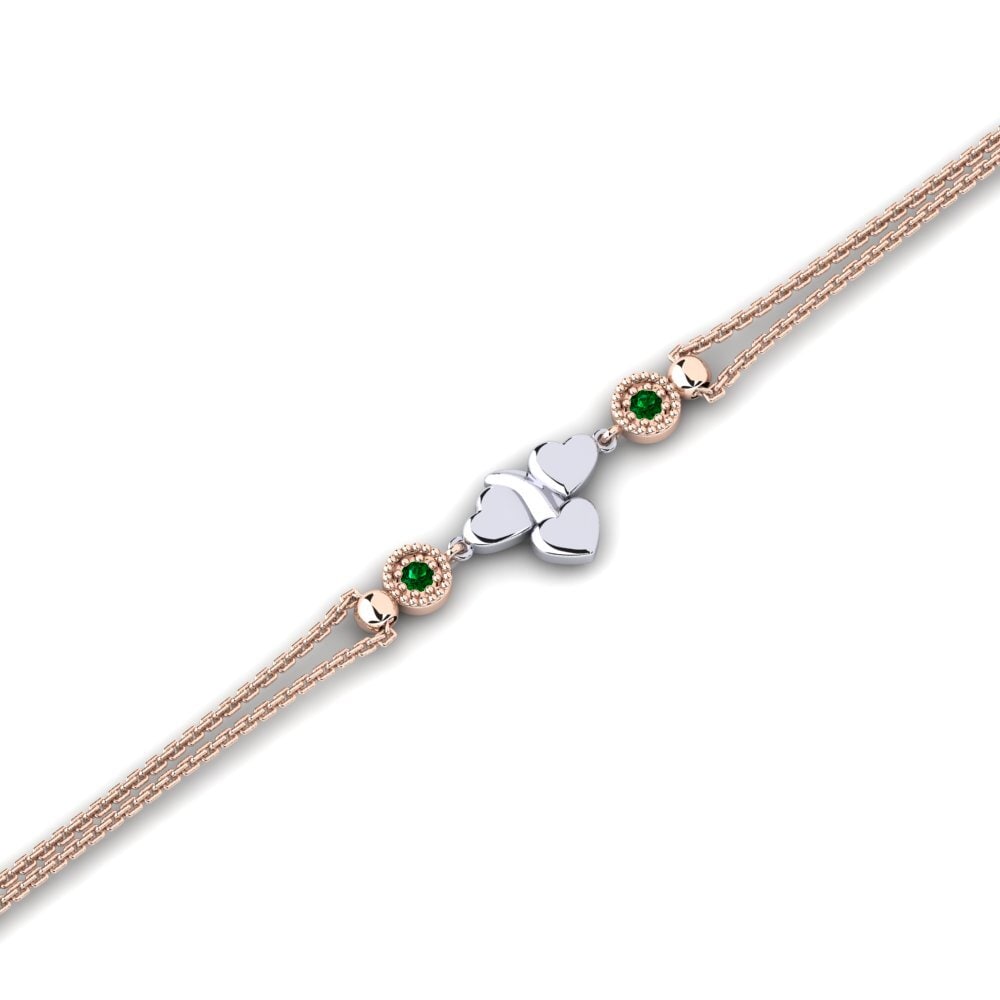 9ct Rose & White Gold Green Zirconia Women's Bracelet Anthologie