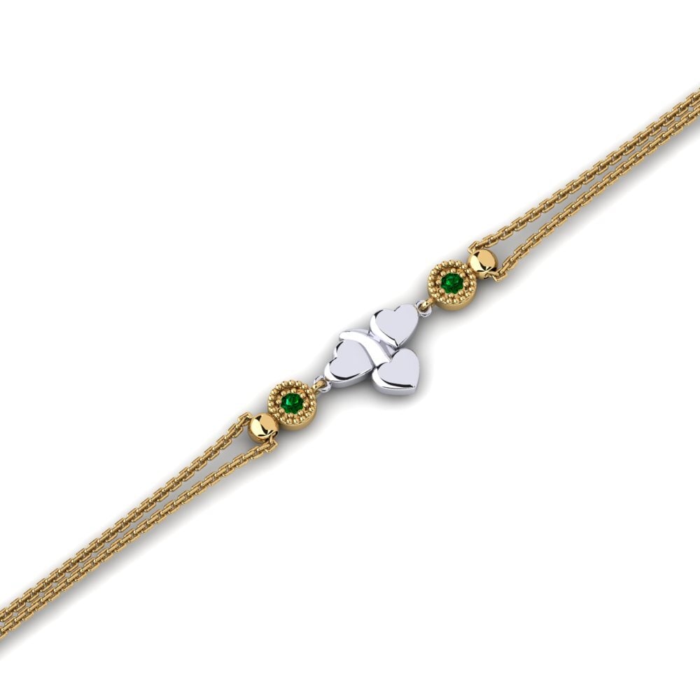 9ct Yellow & White Gold Green Zirconia Women's Bracelet Anthologie