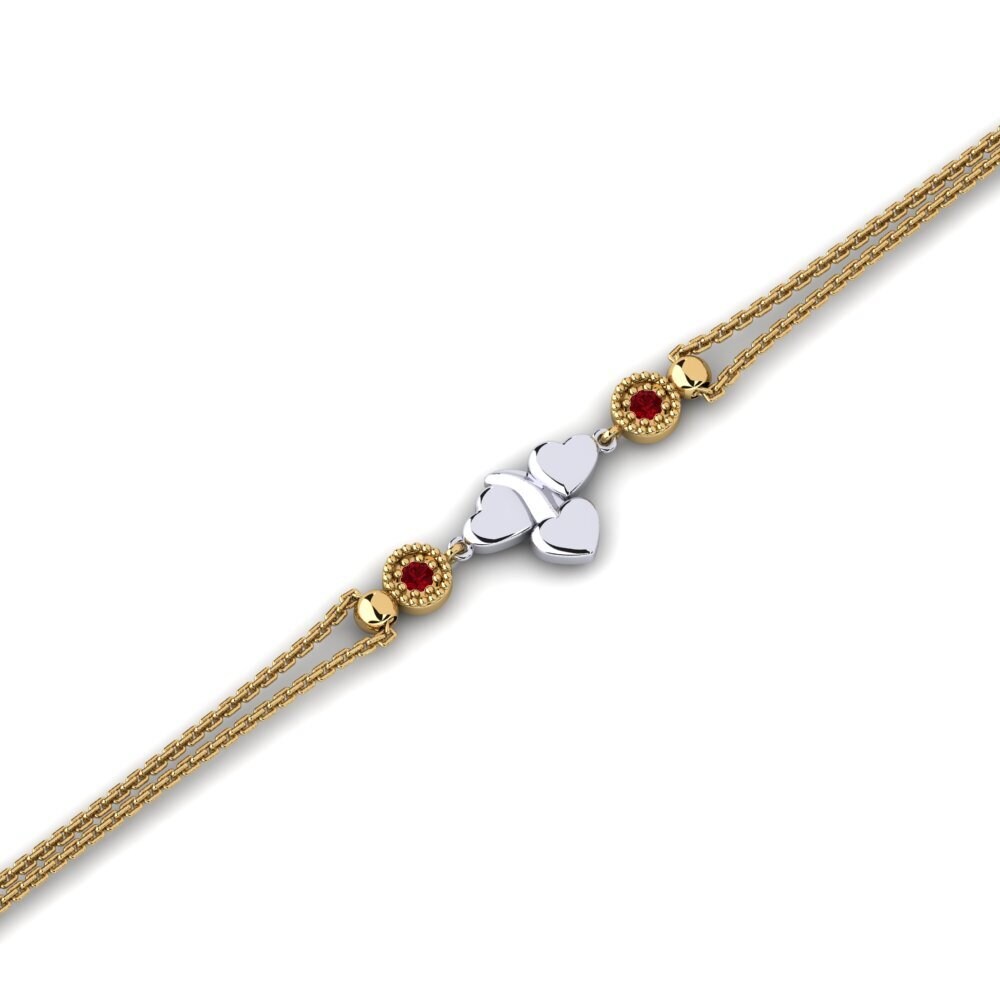 18K Yellow & White Gold Red Zirconia Bracelet Anthologie