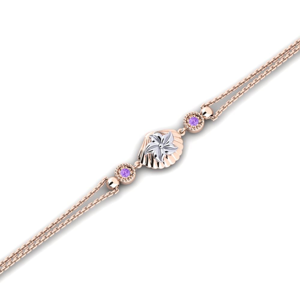 9ct Rose & White Gold Amethyst Women's Bracelet Anthracite