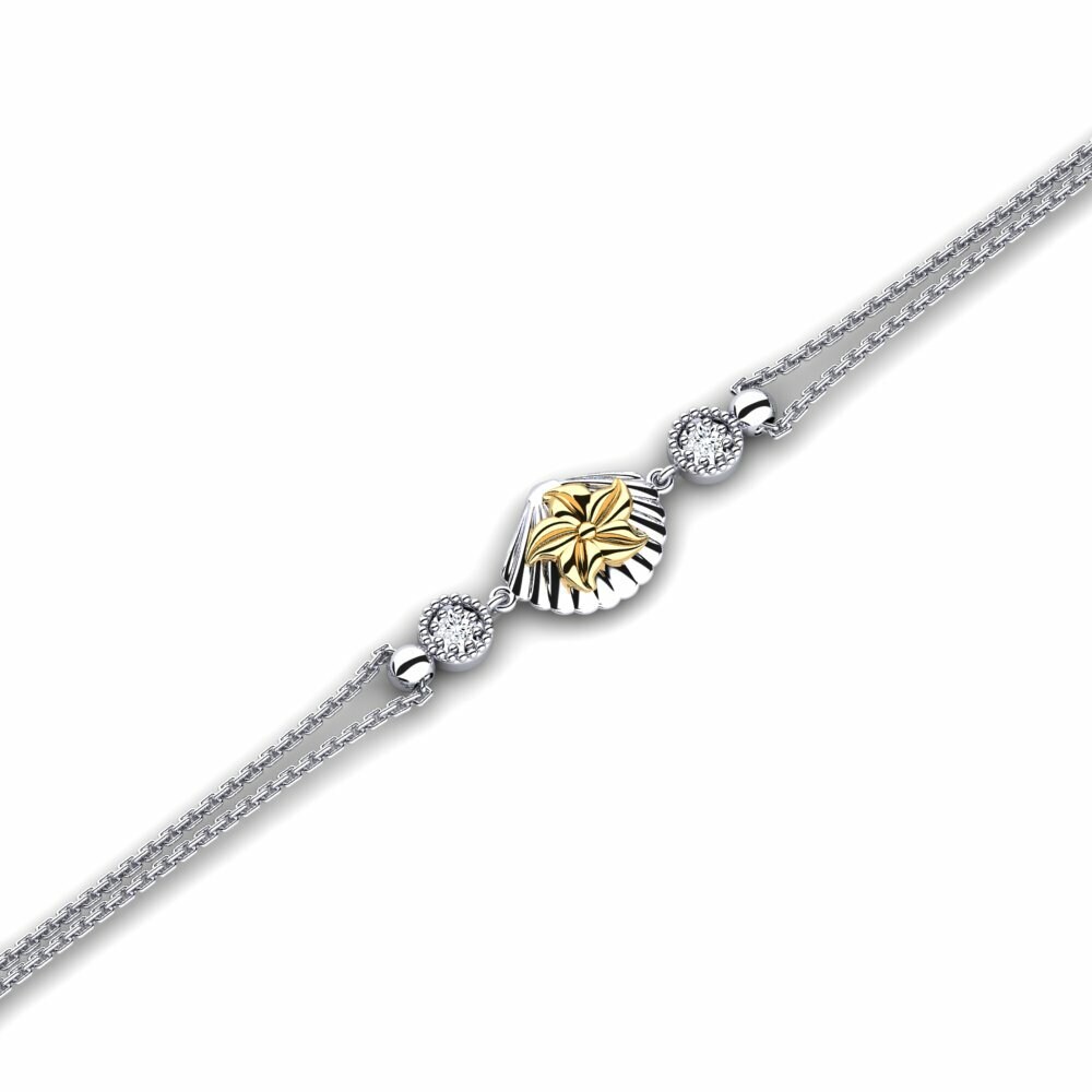 9k Oro Blanco & Amarillo Pulsera de Mujer Anthracite