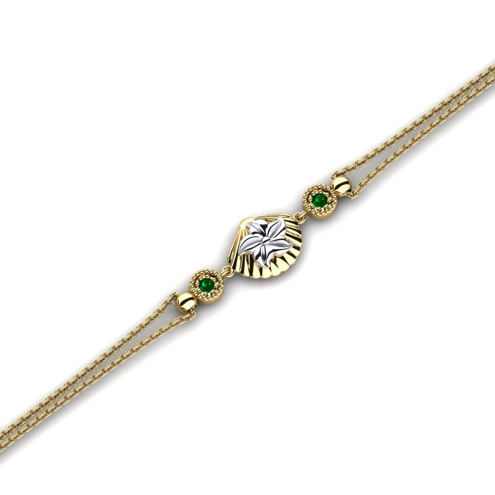 9ct Yellow & White Gold Green Zirconia Women's Bracelet Anthracite