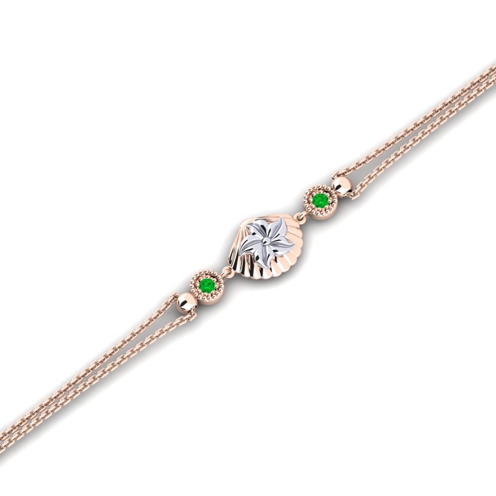 9ct Rose & White Gold Emerald Women's Bracelet Anthracite