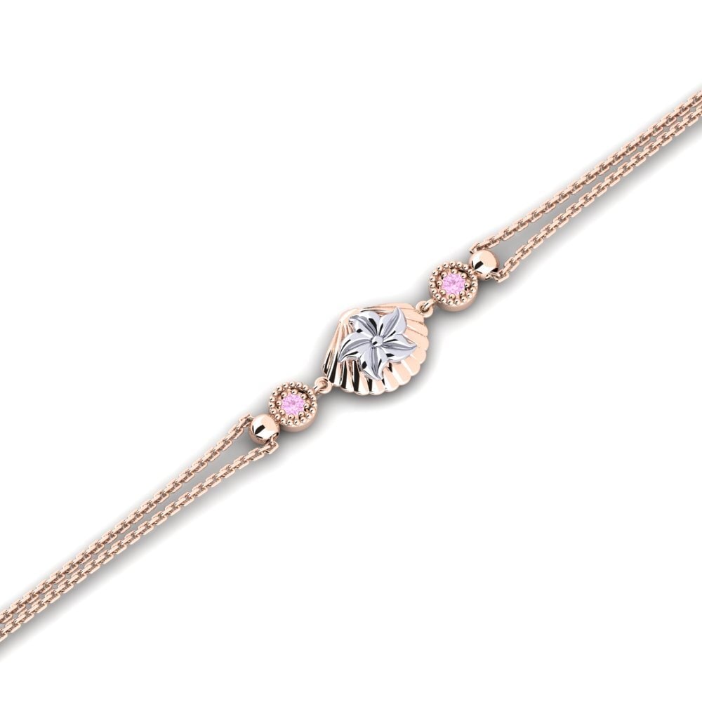 9ct Rose & White Gold Pink Sapphire Women's Bracelet Anthracite