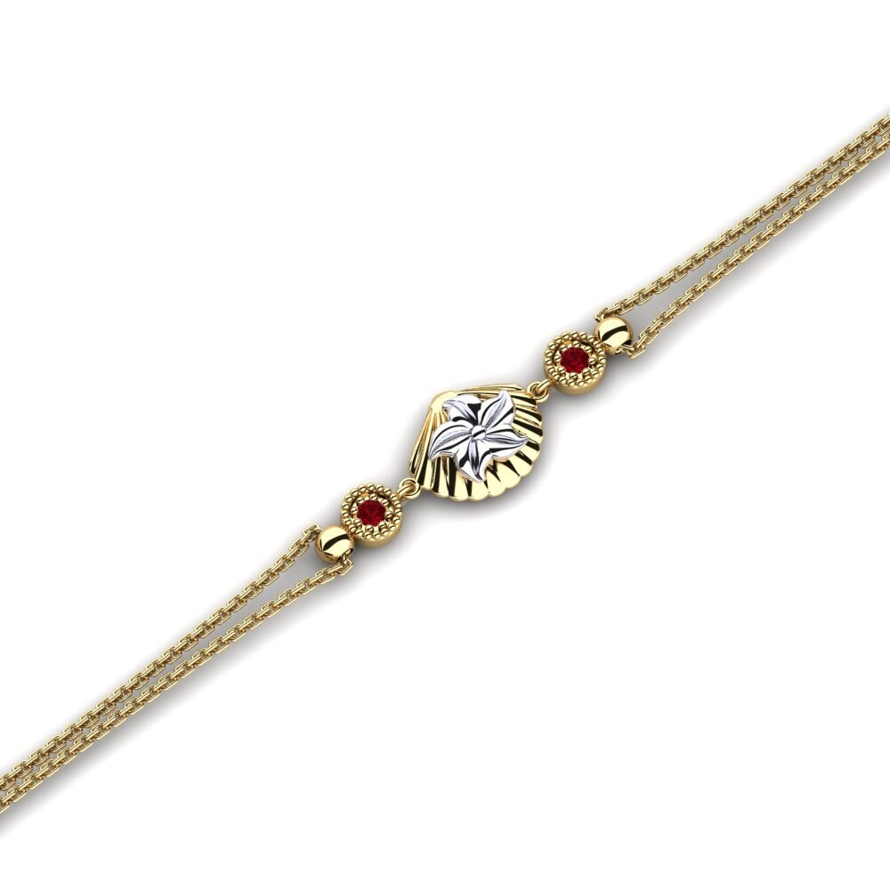 18K Yellow & White Gold Red Zirconia Bracelet Anthracite