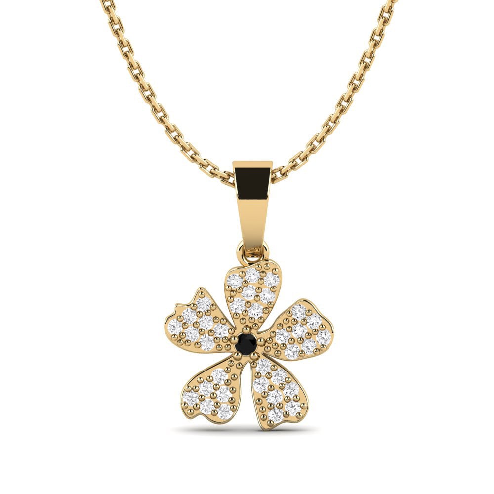 18ct Yellow Gold Black Sapphire Women's Pendant Antillo