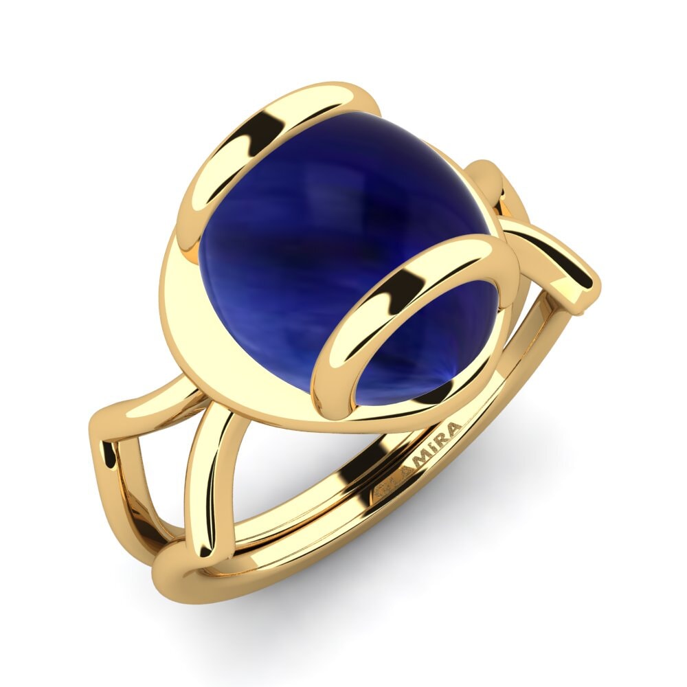 18k Oro Amarillo Zafiro Cabujón Anillo Antolinis