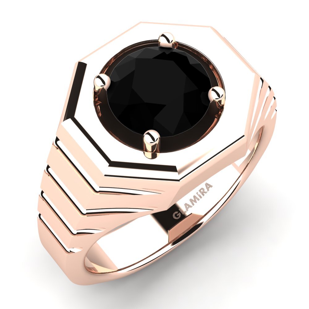 Oro Rosso 585 Onice Nero Anello da uomo Antonie