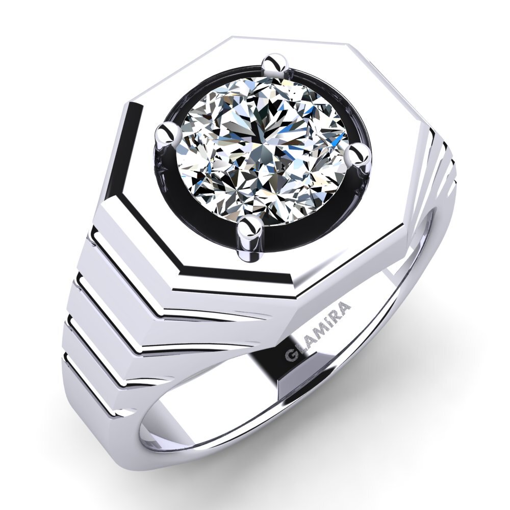 14ct White Gold Zirconia Men's Ring Antonie