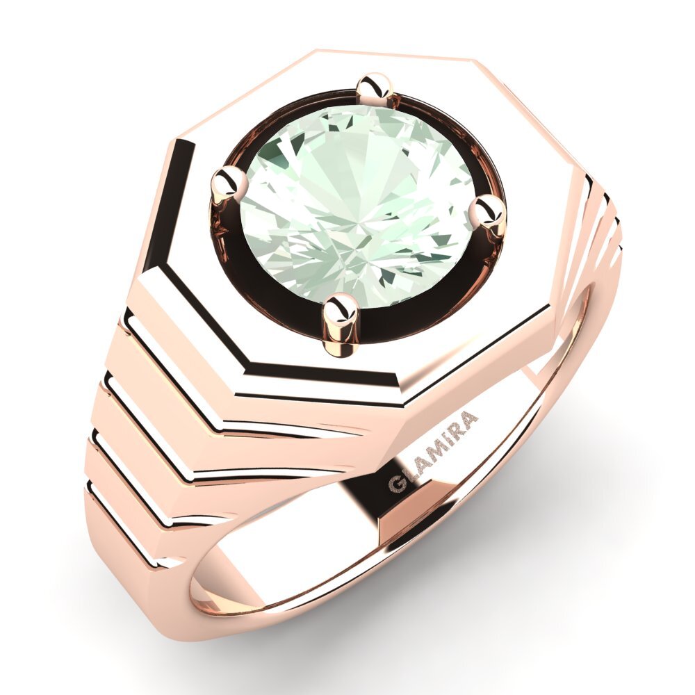9ct Rose Gold Green Amethyst Men's Ring Antonie