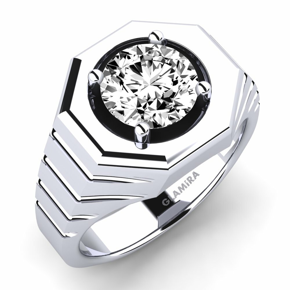 9ct White Gold Moissanite Men's Ring Antonie