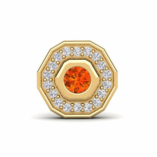 Men's Earring Antonius 585 Yellow Gold & Orange Sapphire & Diamond