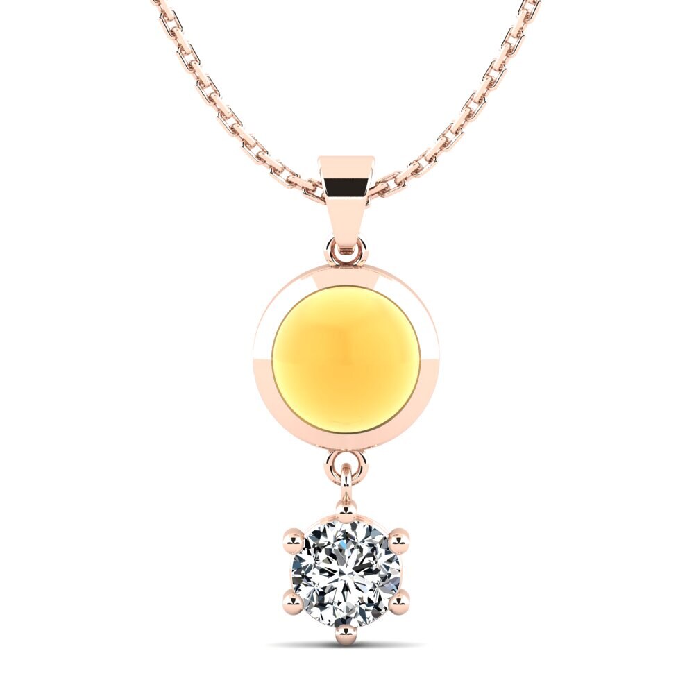 14k Oro Rosa Citrino Cabujón Colgante de Mujer Anut