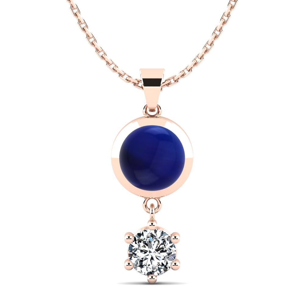 14k Oro Rosa Zafiro Cabujón Colgante de Mujer Anut