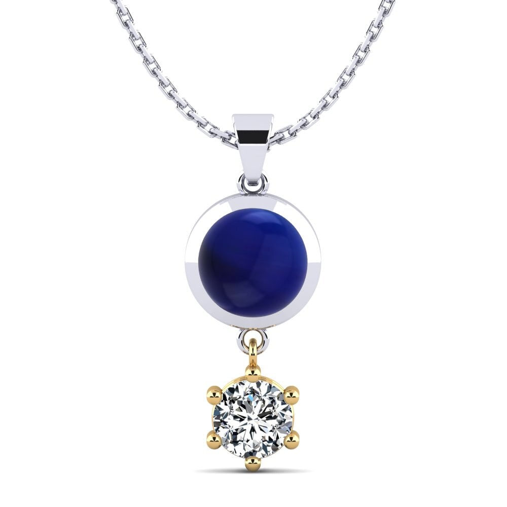 14ct White & Yellow Gold Cabochon Sapphire Women's Pendant Anut
