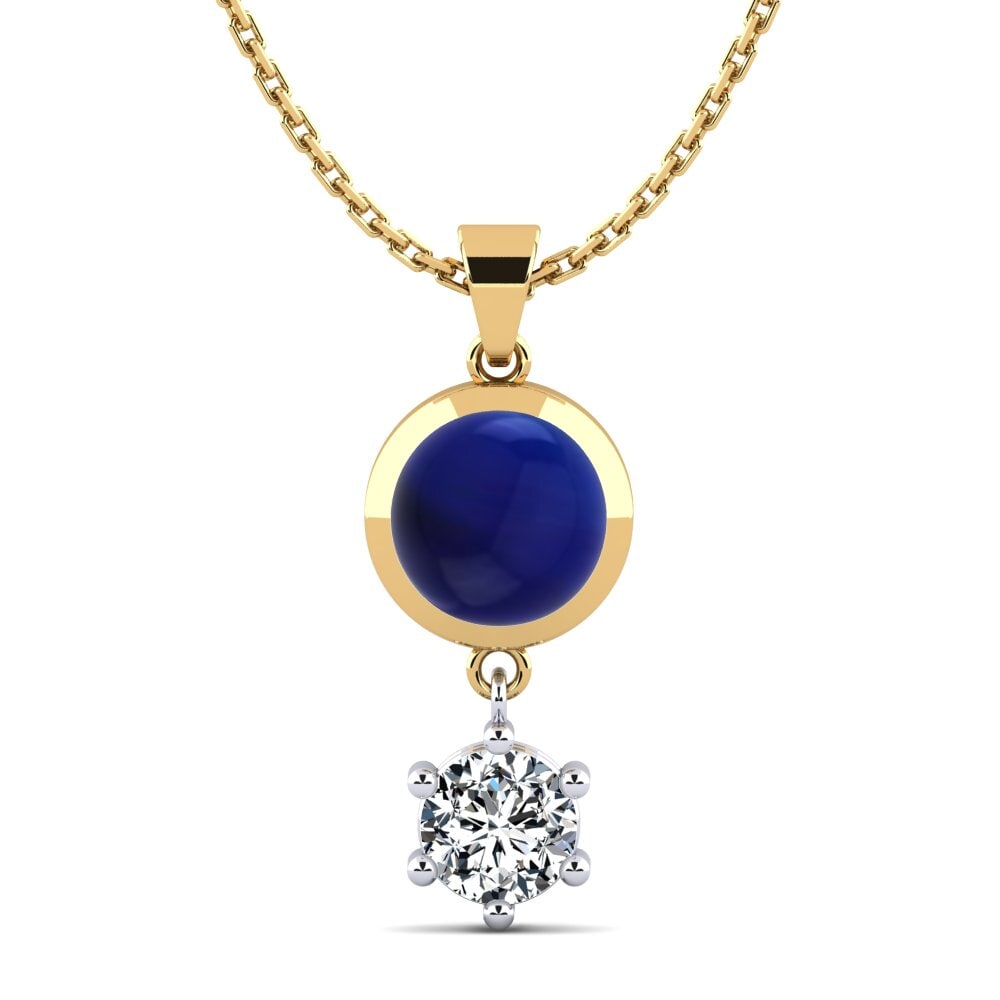 14ct Yellow & White Gold Cabochon Sapphire Women's Pendant Anut