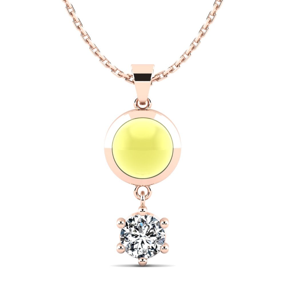 14k Oro Rosa Topacio Limón Cabujón Colgante de Mujer Anut
